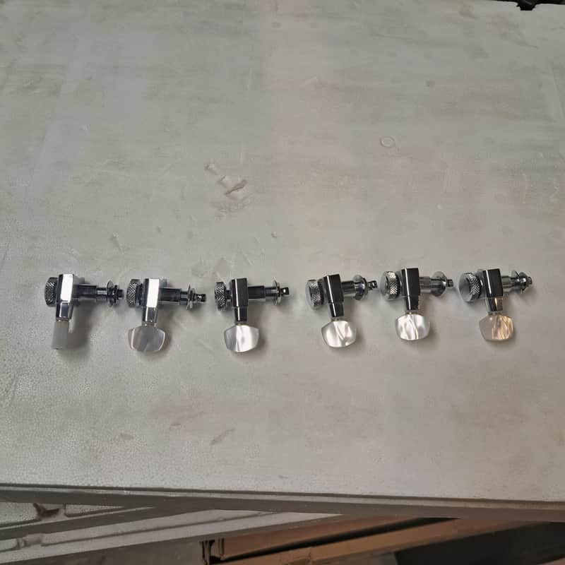 Schaller NOS locking tuner chrome/pearl 6 inline left set image 1