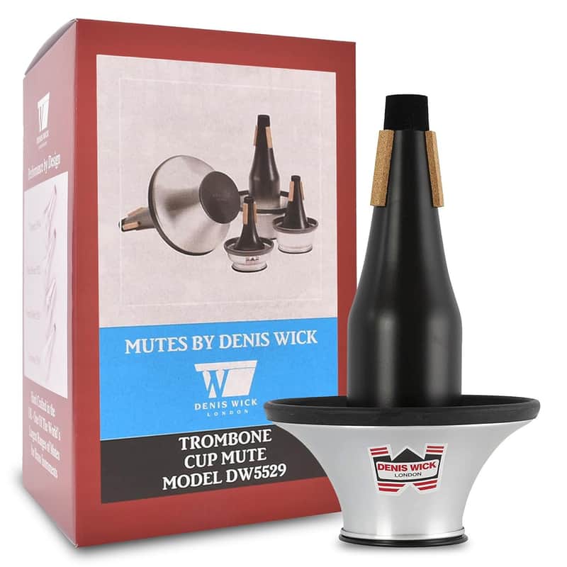 Denis Wick Straight Mute for Bass Trombone or Tenor Horn, 5509 - Hand-Spun Aluminum Mute with Natural Cork, Brilliant Tone, Intonation & Tight-Bell Fit for Practice or Performance image 1