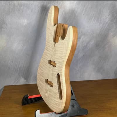 High End Offset Bass Body – Unfinished THICK Curly Maple Top, Solid ONE piece Mahogany Back, Front Routed NOS- limited luthier supply R4 image 6