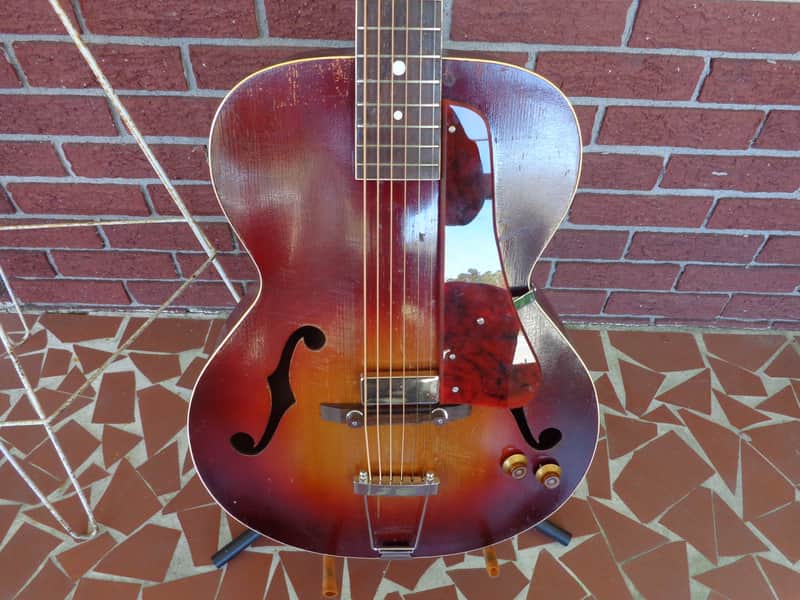1930's Kay Baritone Archtop Guitar - B Tuning - Acoustic Electric - X Wide Fretboard - Period Case image 1