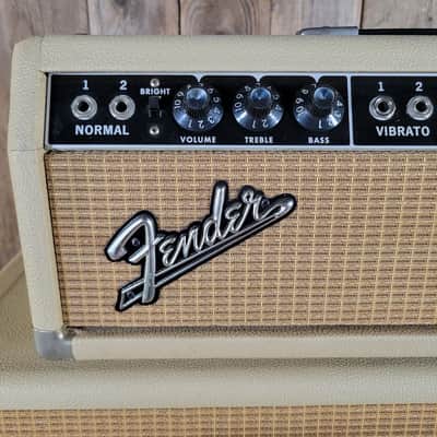 Fender Bandmaster Head and Cabinet 1963 Smooth White Tolex Original Covers Near Mint - White image 5