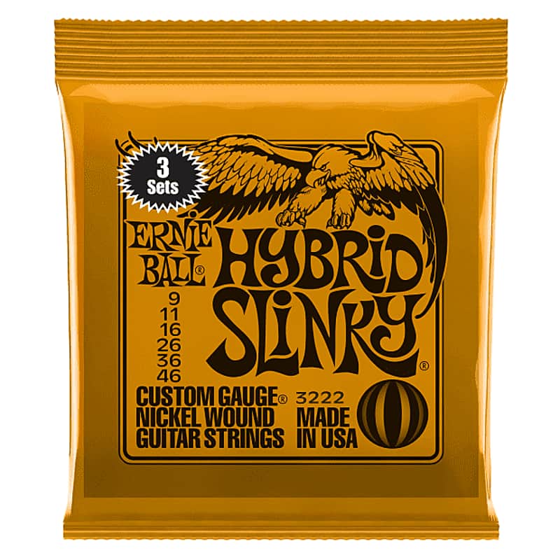 Ernie Ball 3222 Hybrid Slinky Nickel Wound Electric Guitar Strings 3-Pack image 1