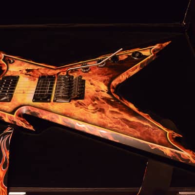 Dean Dimebag Darrell Pantera Dime Razorback Explosion Flame Graphic Signature Guitar image 2