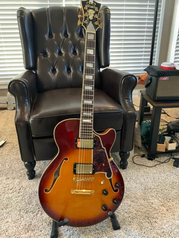 D'Angelico Excel EX-SS Semi-Hollow with Stop-Bar Tailpiece, 2016 Iced Tea Burst image 1