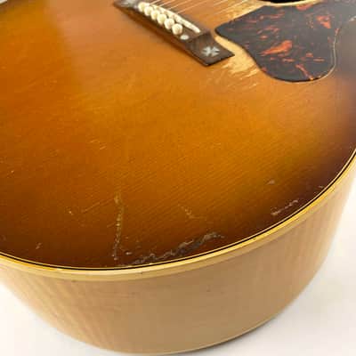 Gibson J-185 1957 - Sunburst Maple Back and sides, Spruce top Real Cannon! Original Brown Gibson Hardshell case. image 5