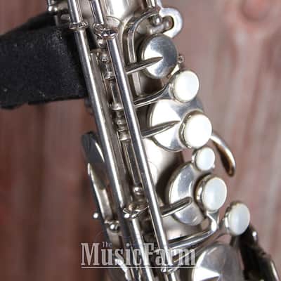 H N White King Vintage 1920s C Melody Saxophone Silver Made in the USA image 3
