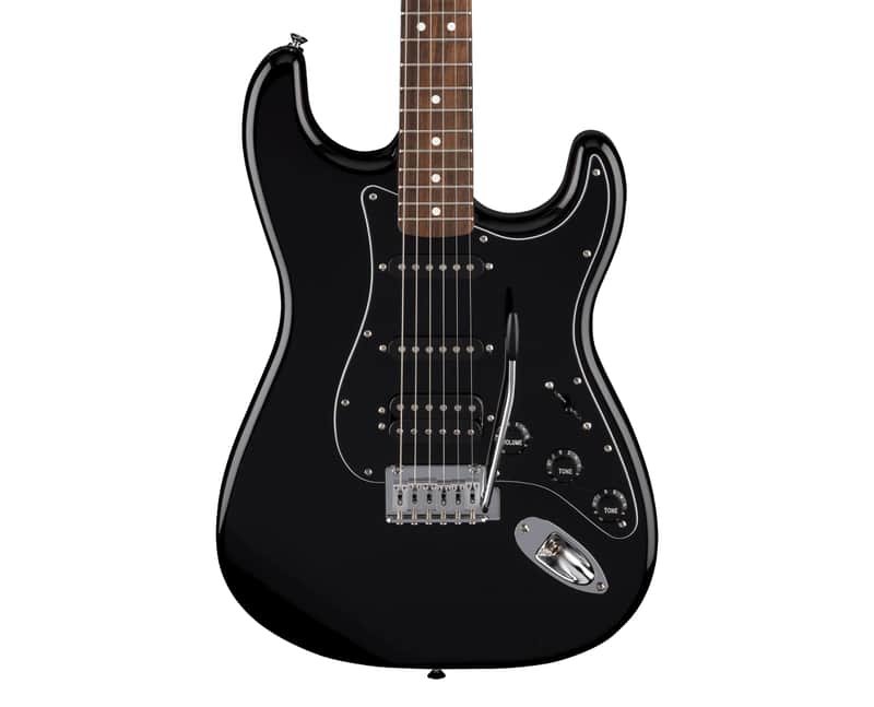 Used Fender Standard Stratocaster Electric Guitar HSS - Black w/Laurel FB image 1