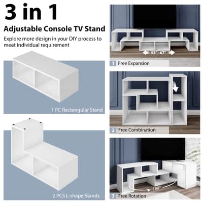 3-Piece Modular Studio Console Set – White Producer Furniture w/ Storage, Display Shelves & Stackable Design image 4