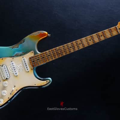 Fender Stratocaster HSS Galaxy Blue Aged Relic by East Gloves Customs (RARE) image 14