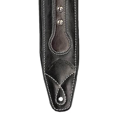 Walker and Williams C-35C Black & Brown Double Padded Leather Guitar Strap with Studs image 4