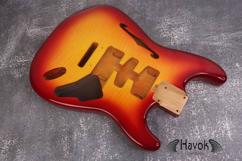Sienna Burst F-Hole 2PC Alder S type Body Tremolo Rout, ST Custom S-Style Body, Vintage Guitar Part Replacement, Guitar DIY Building Kit image 1