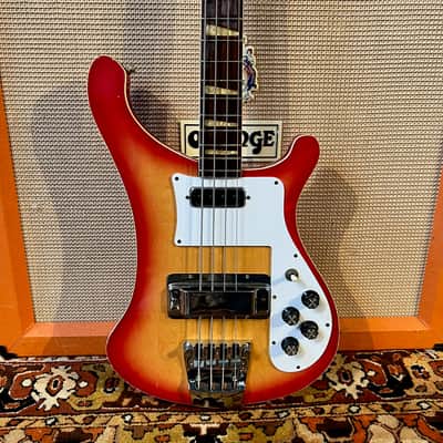 Vintage 1970s Hondo II HRB-2S Rickenbacker 4001 Fireglo Sunburst Bass Guitar image 1