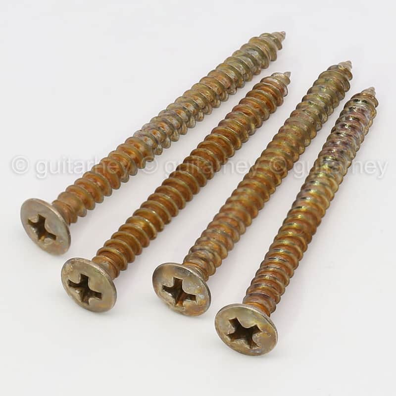 (4) RELIC Neck Plate Screws for Fender Stratocaster Telecaster Tele Bass AGED NK image 1