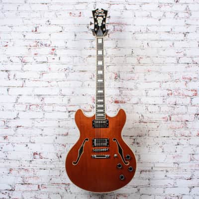 D'Angelico Premier DC Semi-Hollow Electric Guitar Double Cutaway w/ Stop-Bar Tailpiece & HSC  Natural USED image 2