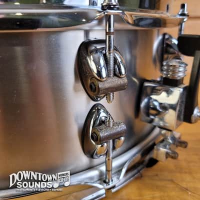 1998 Ayotte x Keplinger 5.5" x 14" Stainless Steel Snare - Pearl Super Hoops, OG Wood Hoops + Lug Fittings image 4