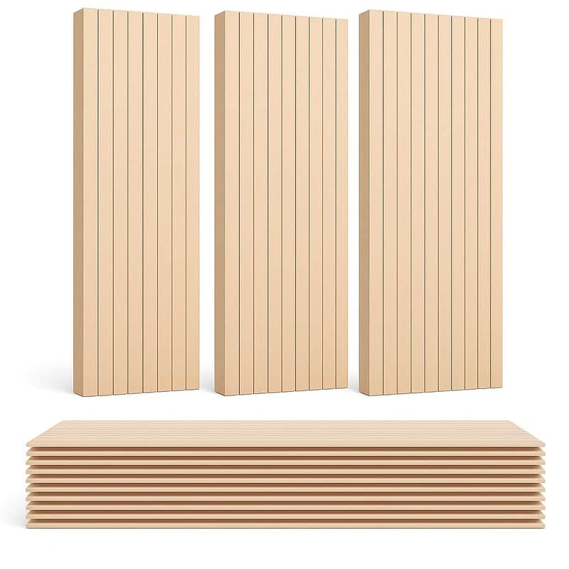 10-Pack Professional Acoustic Panels High-Density Self-Adhesive Soundproof Wall Panels For Studios, Offices & Home Theaters (Camel) | Premium Sound Absorption image 1