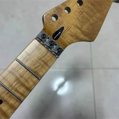 Roasted Maple Wood Guitar Strat Style Neck with 22 Frets Fretboard, Locking Nut image 1