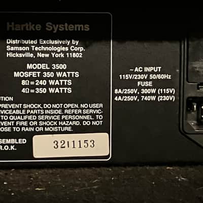 Hartke 1155 Combo 3500 MOSFET 350 watts Transient Attack 1993? - black image 2