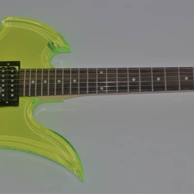 B.C. Rich Mockingbird Clear Acrylic Green Namm 1999 Mint Original Hard Case Rick Derringer Owned image 3