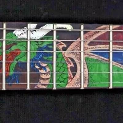 Electric Guitar Handmade by Blueberry, 6 String wood Dragon motif Guitar, Custom Handcrafted Wooden Guitar, Semi Hollow Body Guitar image 8