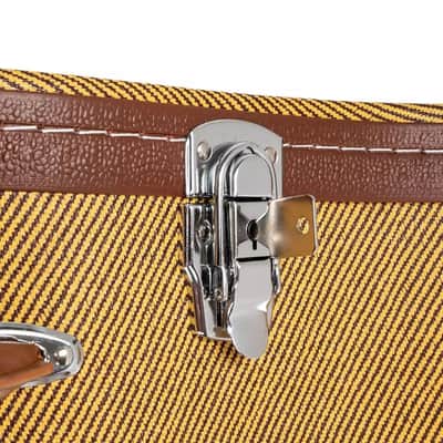 41" Yellow Portable Hardshell Acoustic Guitar Carry Case with Lock | Durable Wood & Leather Design with Plush Interior for Maximum Protection image 4