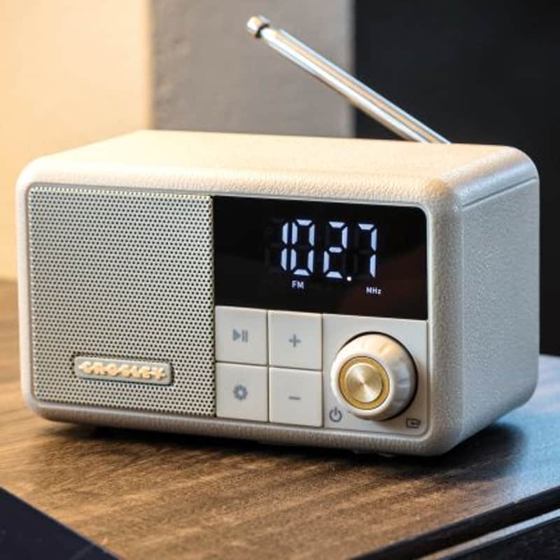 Crosley CR1121A Cooper Radio/Clock Bluetooth Speaker - Pebble-NEW image 1