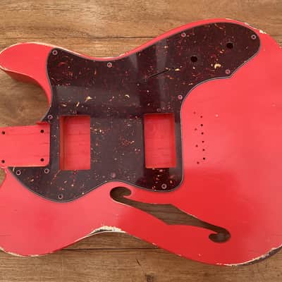 Brand new  ! Lightest 1 piece Swamp Ash in paint on Reverb  ?  . 1.1 kg in relic Faded Fiesta  Red Nitro . image 7