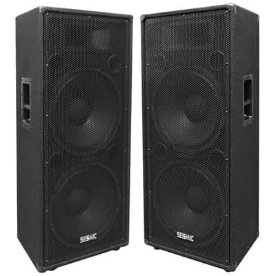 Pair of Dual 15" PA/DJ Speaker Cabinets with Titanium Horns Wheel Kit and Handle image 1