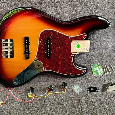 Fender Jazz Bass Body with Noiseless Pickups, Pots, Knobs and Hardware - Sunburst - 2020s image 2