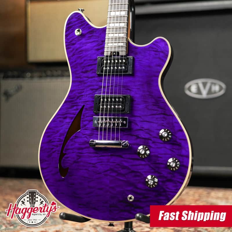 EVH SA-126 Special Quilted Maple Semi-Hollow Electric Guitar - Transparent Purple with Hardshell Case image 1
