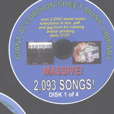 Massive Collection of Accordion Sheet Music 4-DVDS WITH 2093 Selections image 1