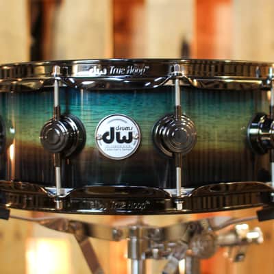 DW 5x14 Collector's SonicPly Regal Blue Burst over Horizontal Padauk Snare Drum - SO#1436557 image 1