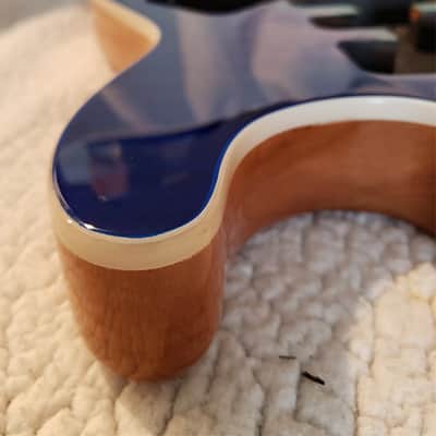 Bottom price on a Beautiful USA Bound Alder body.Quilt maple top. In "Deluxe blue dragon" .Made for a Strat neck #DD-412 image 8