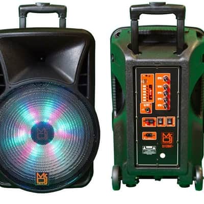 Pair of MR DJ DJ15BAT+ 15" Portable Bluetooth Speaker + Speaker Stand image 2