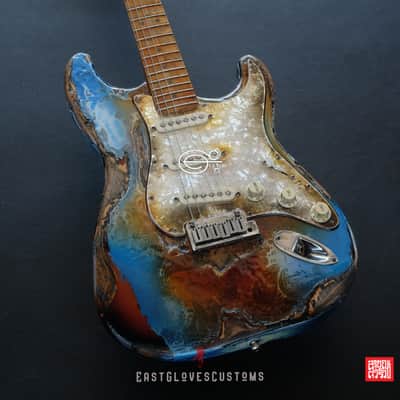 Fender Stratocaster 50th Anniversary Pelham Blue/Amber Paisley Made in USA Heavy Aged Relic image 2