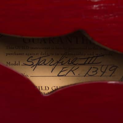 Guild Starfire III Thinline Hollow Body Electric Guitar (1966), ser. #EK-1349, original black hard shell case. image 14