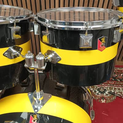 Vintage Eddie Ryan Large Custom Drum Kit – Blue/Yellow – 12,13,14,15,16,24″ image 5