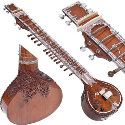 SITAR~VILAYAT KHAN STYLE~6 MAIN, 12 -13 SYMPATHETIC STRINGS~WITH GIG BAG, MIZRAB image 1