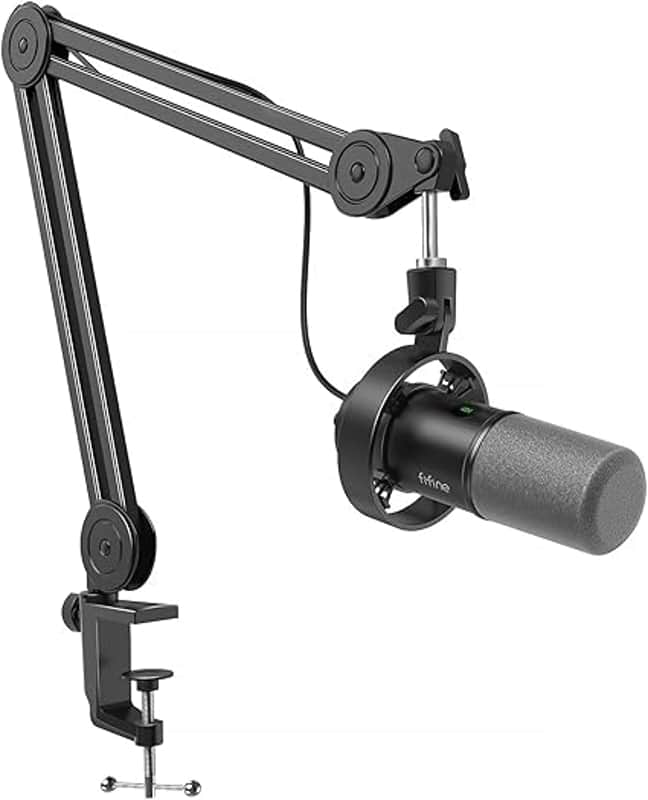 Dynamic Podcast Microphone Set with Boom Arm Stand, Studio XLR/USB Microphone for Recording Vocal Streaming, Metal Mic with Mute Tap, Headphone Jack, Heavy Duty Boom Arm-K688T image 1