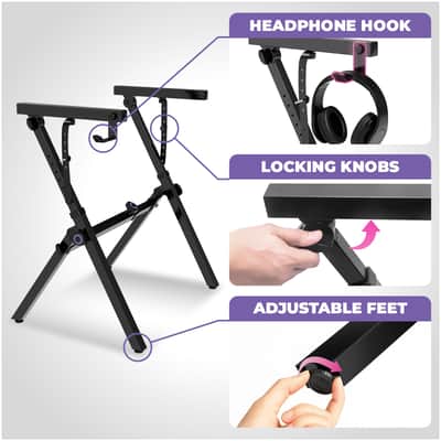 Liquid Stands Foldable Piano Keyboard Stand - 54-88 Key Z-Style Adjustable Digital Piano Stand Electric Piano Stand image 3