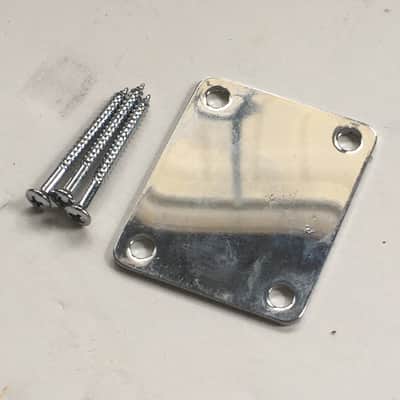 Vintage Aged Relic Neck Plate Electric Guitar Chrome Neckplate MIJ + 3 Screws image 8