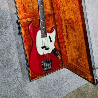 1966 Fender Mustang Bass- Dakota Red, good condition, w/ case image 2