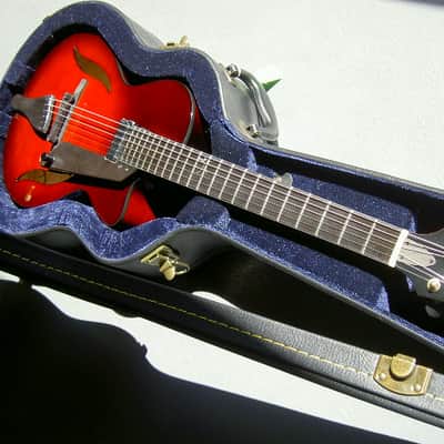 2017 Peerless 12" Serena carved spruce archtop, light travel/ parlor size guitar. Ruby Sunburst, image 12