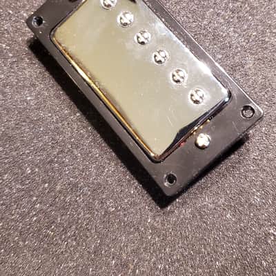 (#P9) Humbucker Pickup, Chrome With Ring, 11" lead wire, 10.50K image 1
