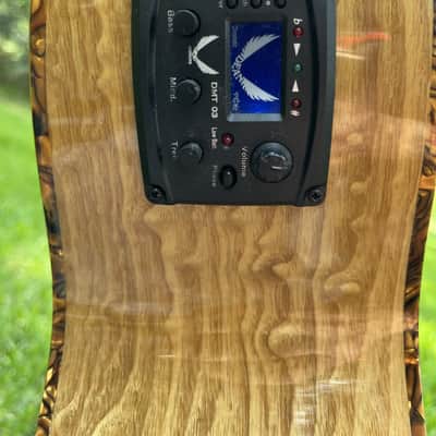 Dean Exotica Quilt Ash Acoustic/Electric Bass Guitar - Gloss Natural - with Road Runner Hardshell case image 6