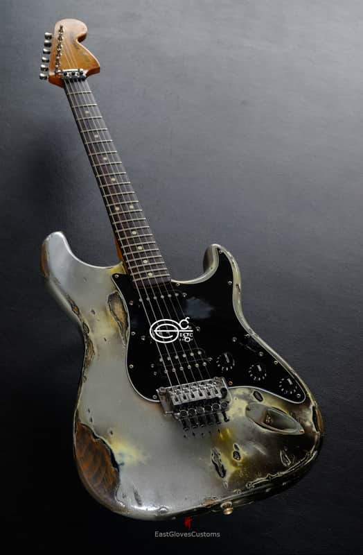 Fender Stratocaster Deluxe Series HSS Terminator Metallic Silver Floyd Rose Heavy Relic image 1