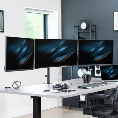 Triple Monitor Studio Desk Mount – Telescoping Heavy-Duty Stand for Music Production, Mixing & Editing Workstations image 3