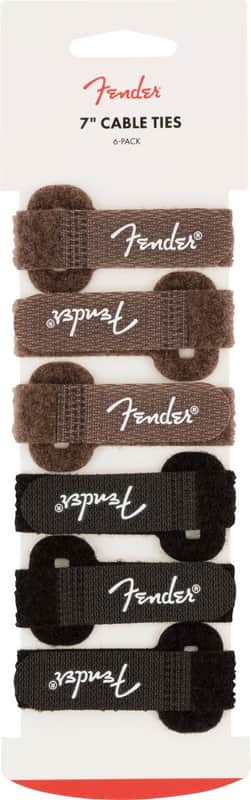 Genuine Fender Guitar/Instrument Cable Ties, 7", Black and Brown, Set of 6 image 1