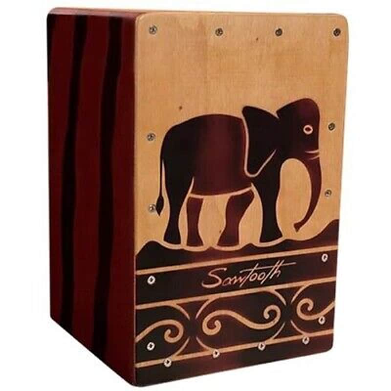 Sawtooth ST-HSC-T Harmony Series Hand Stained Elephant Design Travel Size Cajon image 1
