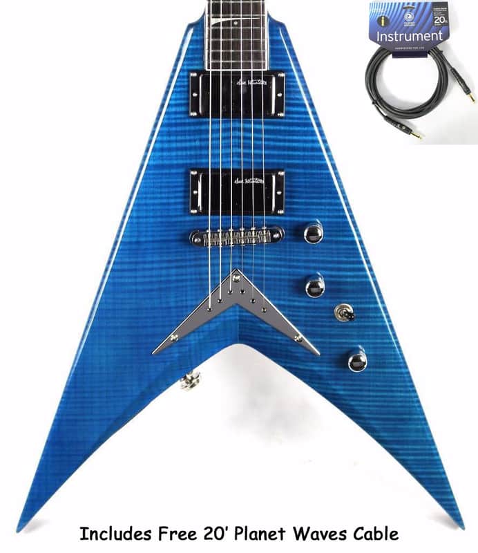 New! 2015 Dean Dave Mustaine VMNT Limited Edition Flying V Guitar - Trans Blue Flame Top! image 1